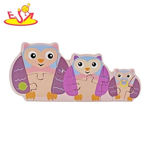 Wholesale Early Educational Jigsaw Wooden Cartoon Owl Puzzle Toy For Kids W14A383